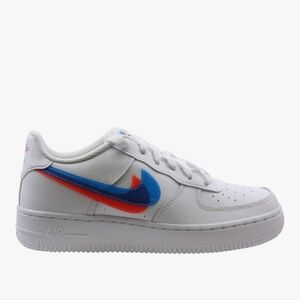 Nike Kids' Air Force 1 Lv8 Ksa White, Blue Hero Bright Crimson Sneakers, 7Y